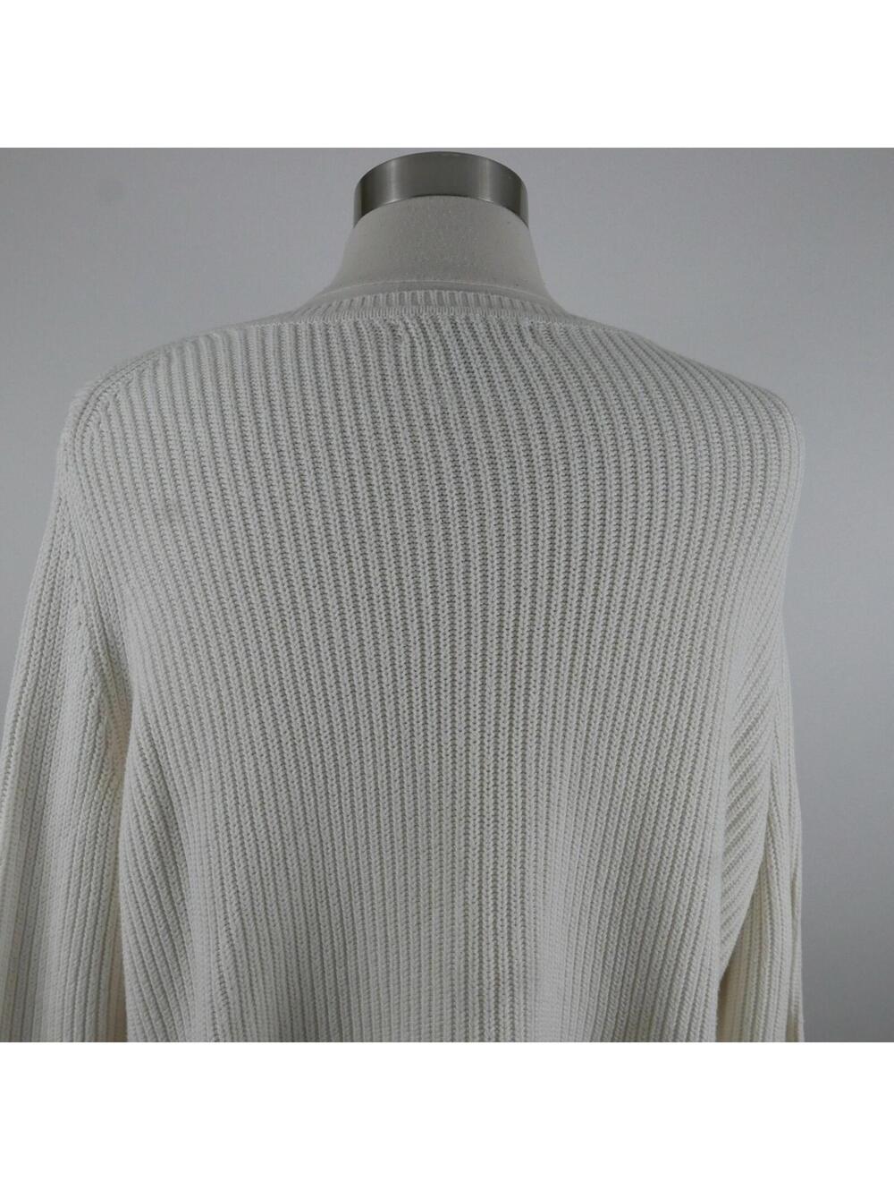 Banana Republic Womens Ribbed Scoop Neck White Sweater Sheer Trim XL - Picture 6 of 9